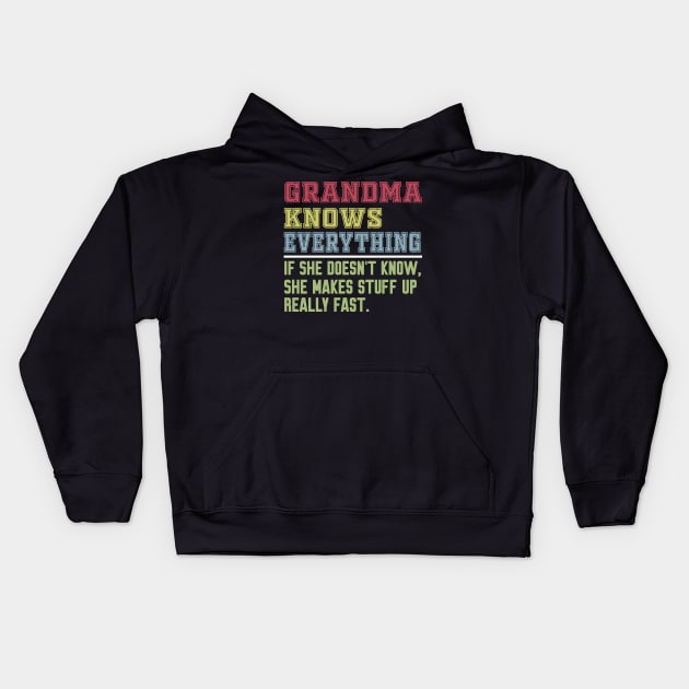 Grandma knows everything vintage Kids Hoodie by Work Memes